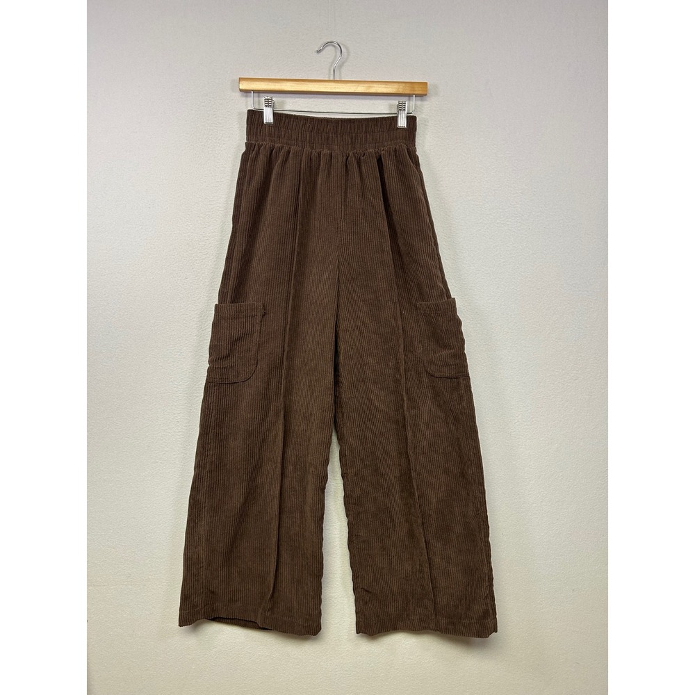 Boho Gorpcore SO Women XS Brown High‎ Rise Wide Leg Corduroy Cargo Pants